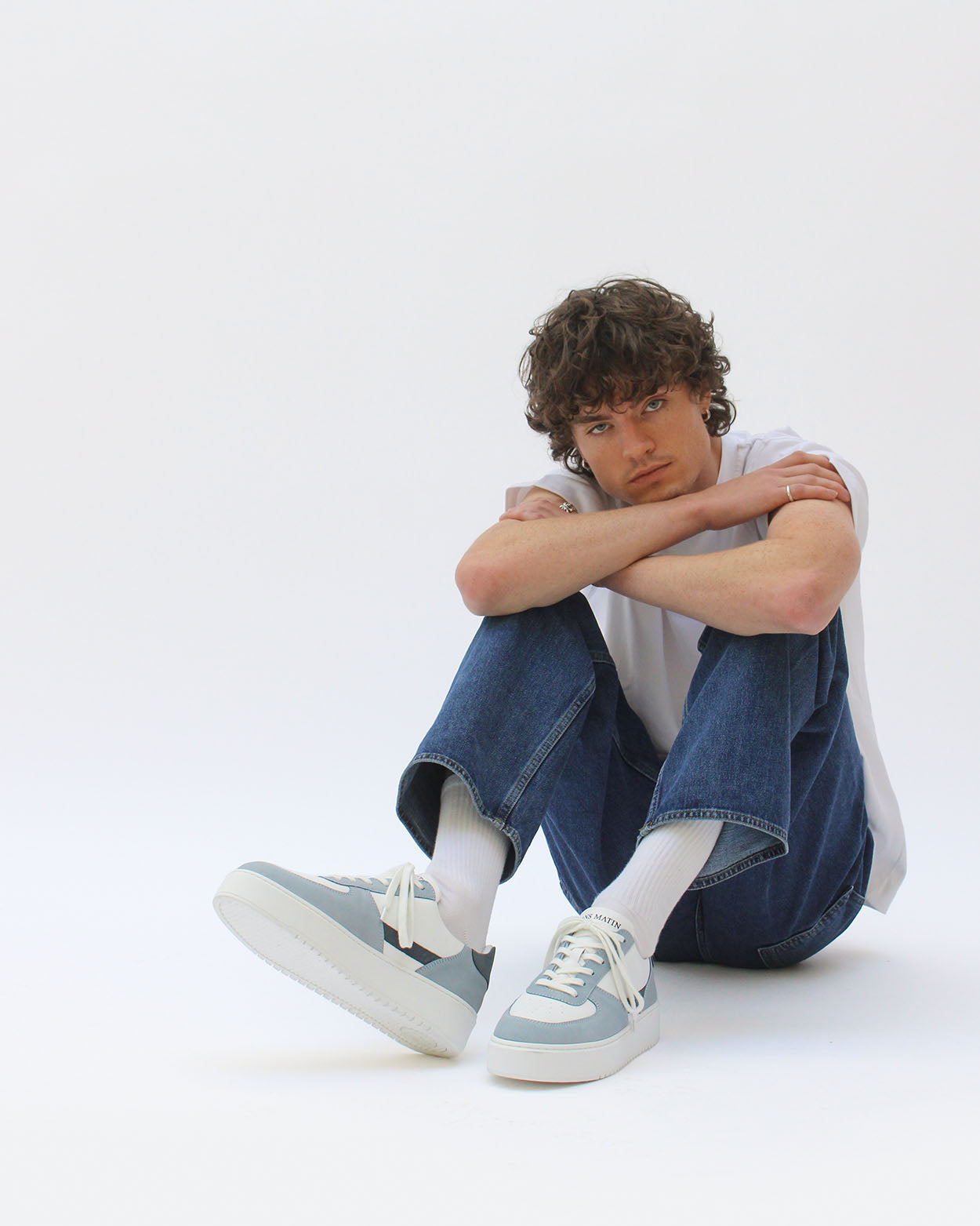 Apollo - Sky & Denim Blue Nubuck & White Leather