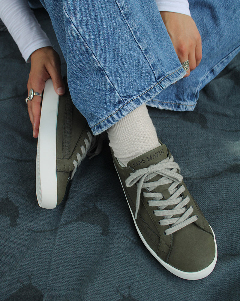 Olympus Low Top Trainers - Khaki Nubuck Leather