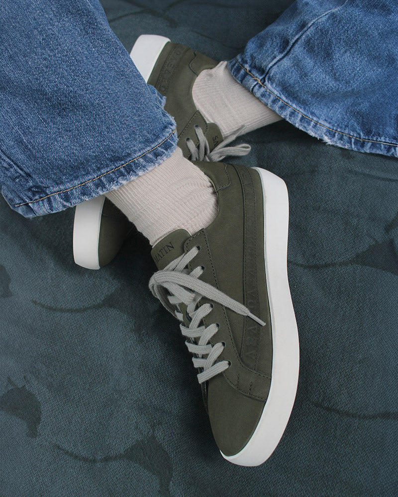 Olympus Low Top Trainers - Khaki Nubuck Leather