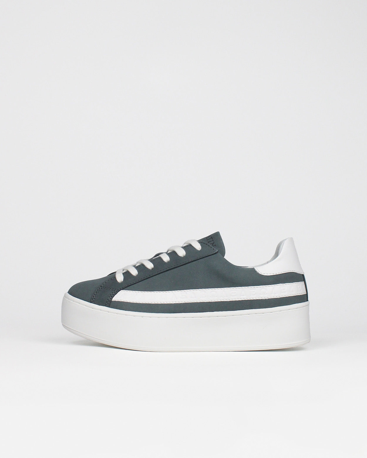 Gaia Platform Trainers - Charcoal Nubuck Leather & White Leather