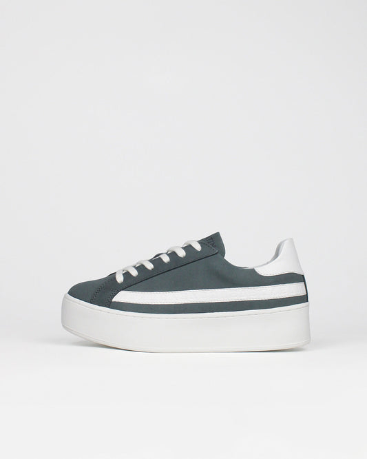 Gaia Platform Trainers - Charcoal Nubuck Leather & White Leather