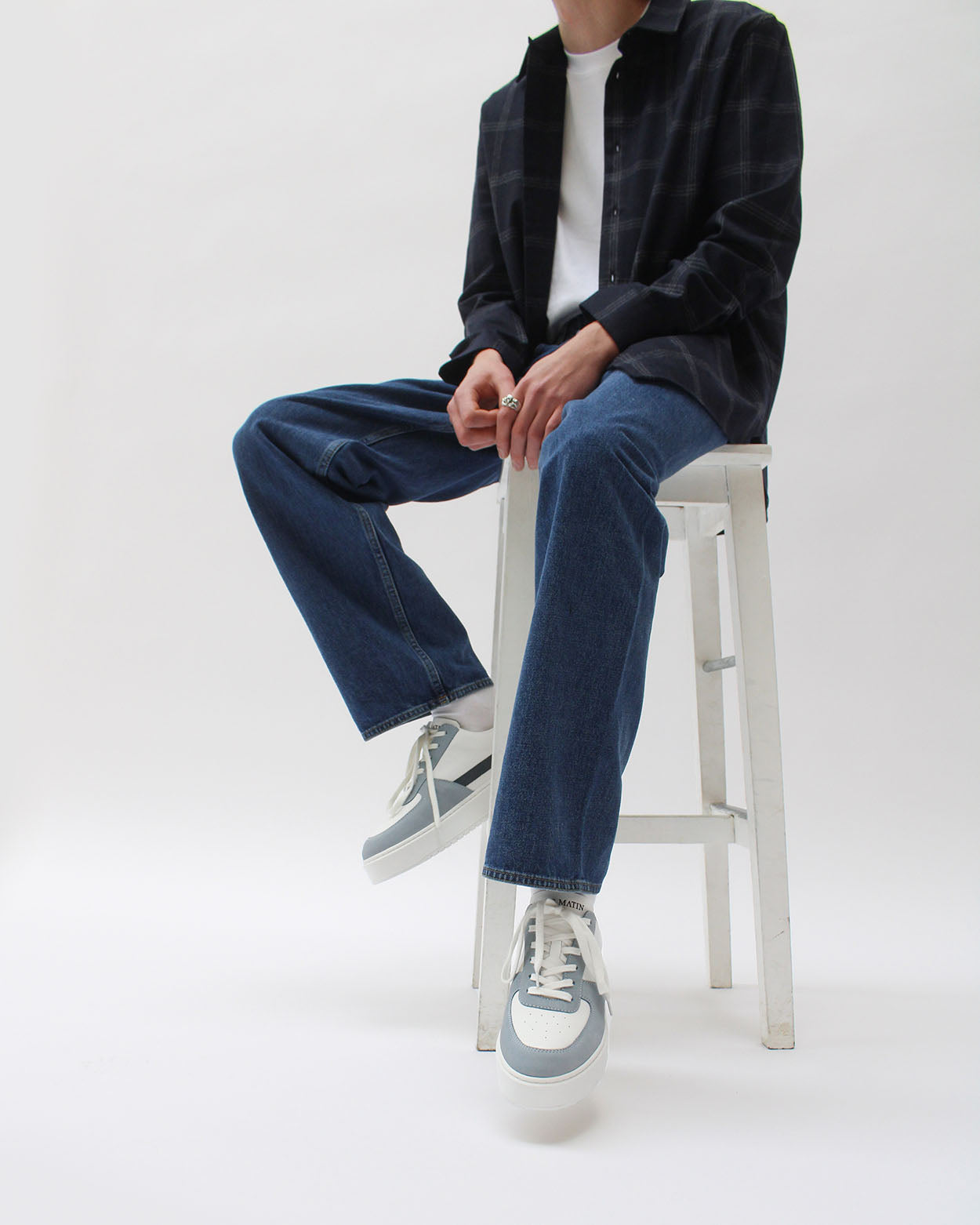 Apollo - Sky & Denim Blue Nubuck & White Leather