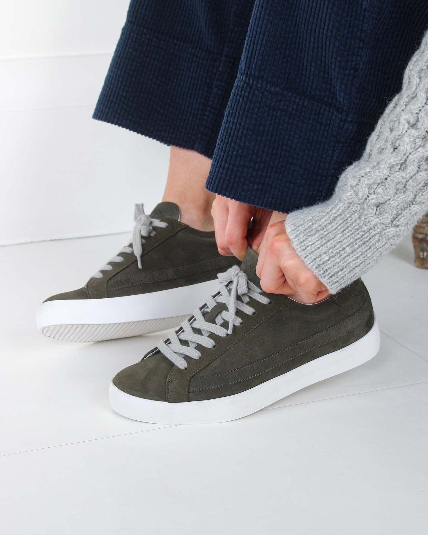 Olympus Low Top Trainers - Khaki Nubuck Leather